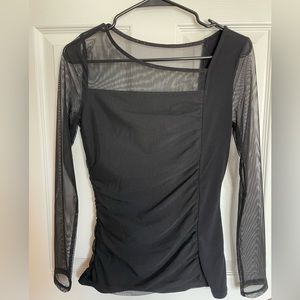 New Women’s DKNY black mesh long sleeve shirt size Small